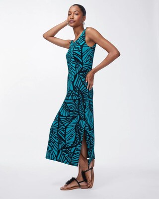 Travelers Wing Print Sleeveless Maxi Dress