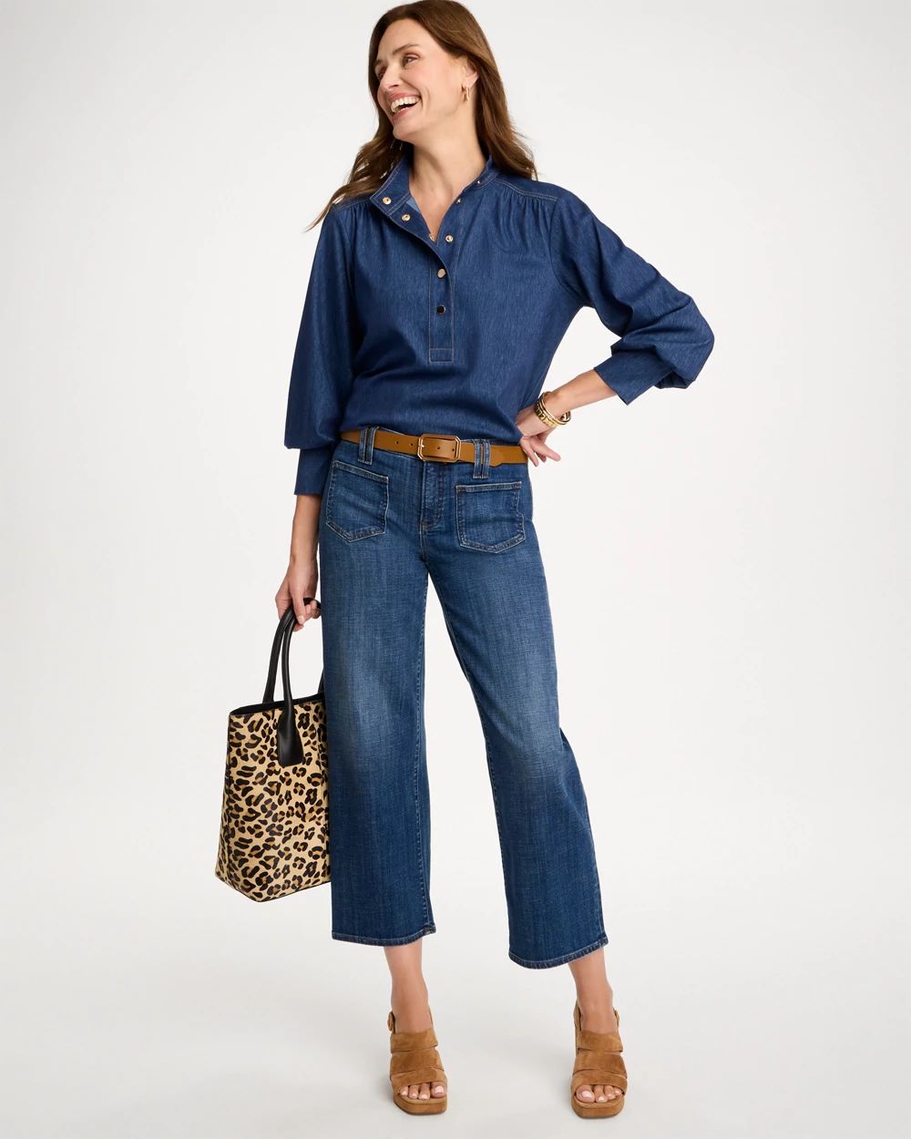 Denim Twill Snap Front Top click to view larger image.
