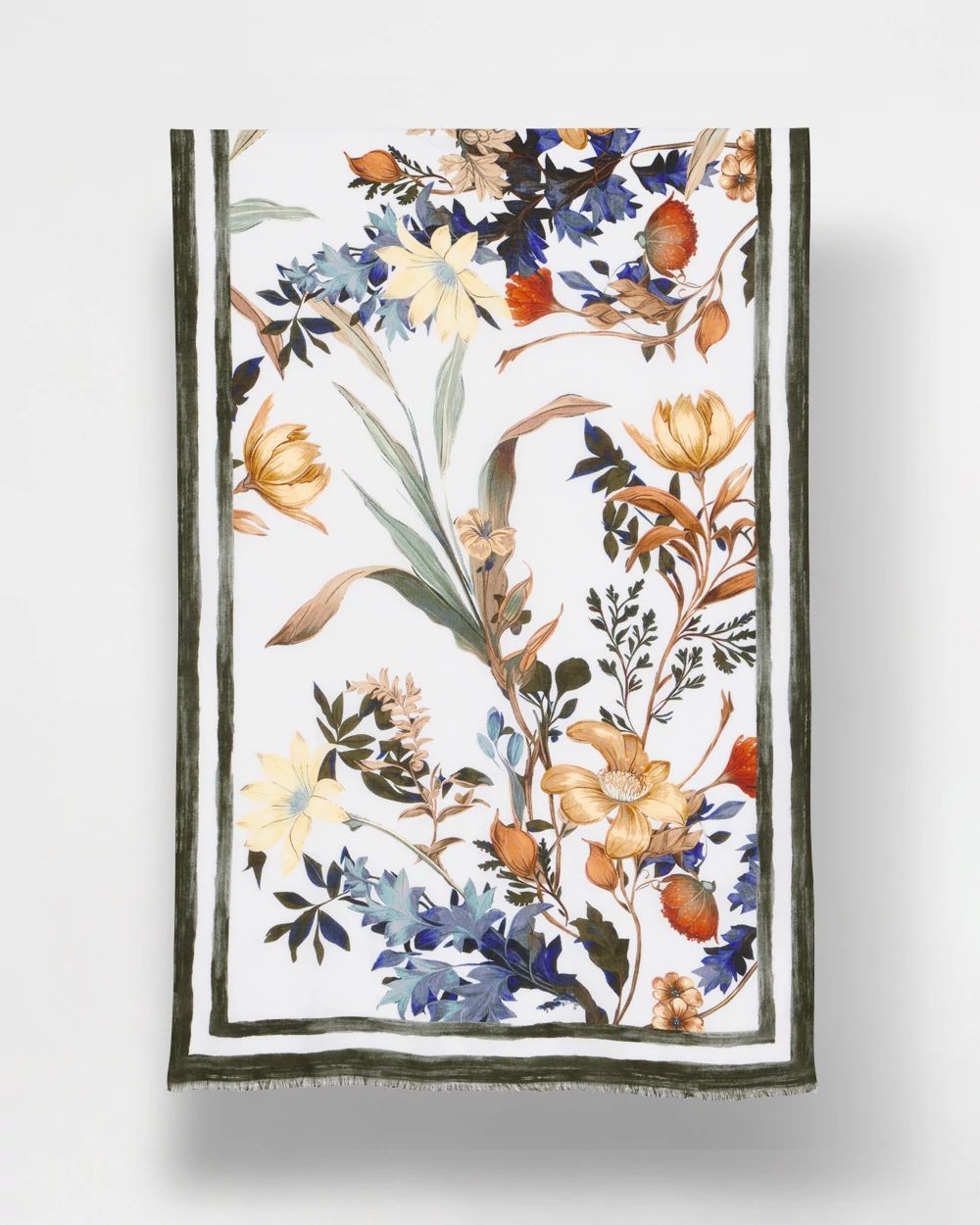 White Floral Oblong Scarf