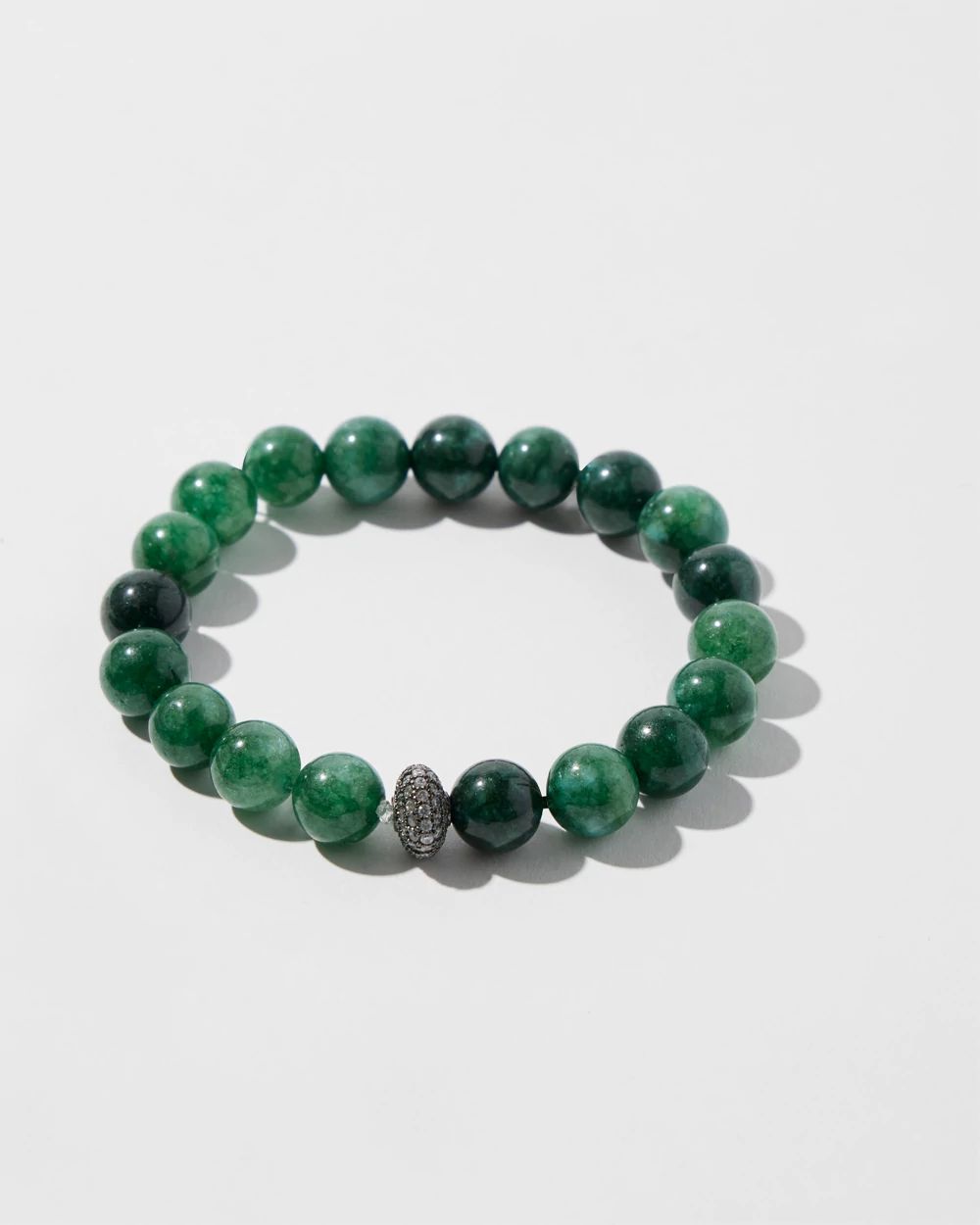 Jade Pavé Rondelle Stretch Bracelet
