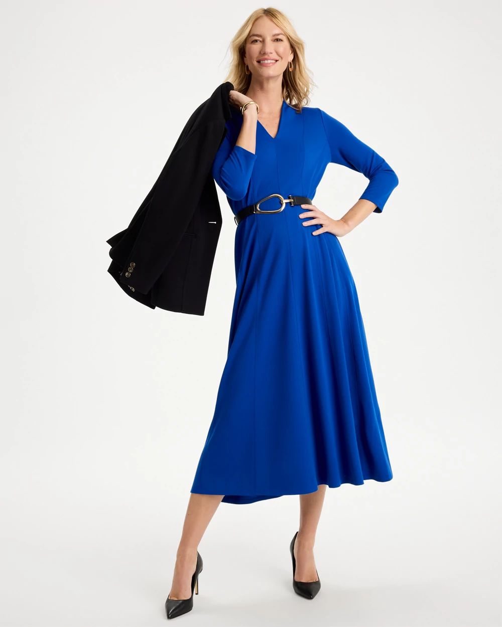 Ponte Seamed Midi Dress click to view larger image.