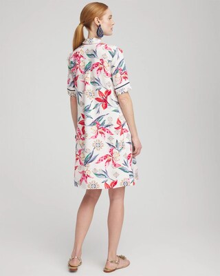 Linen Floral Popover Shirt Dress