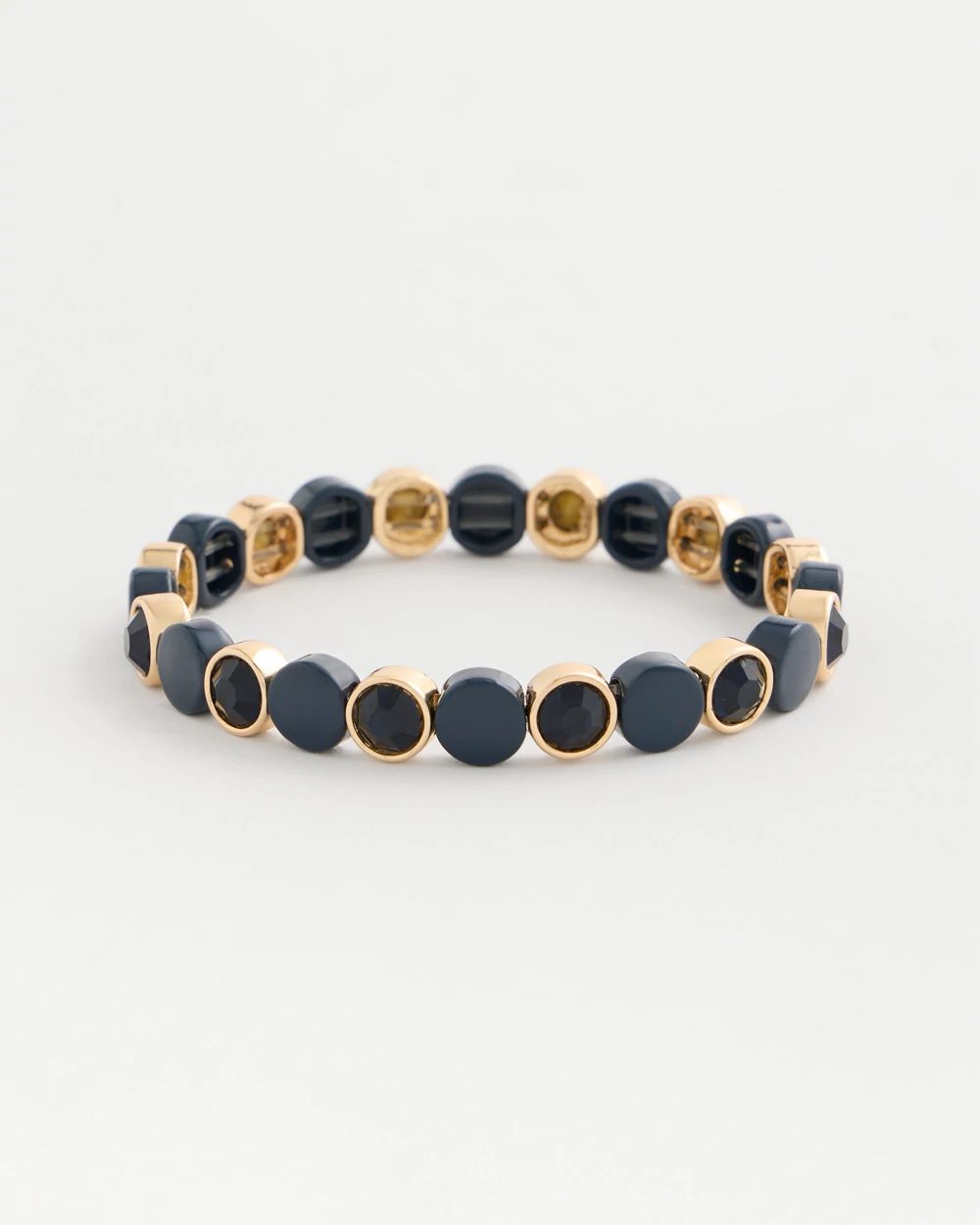 Navy Enamel Stretch Bracelet