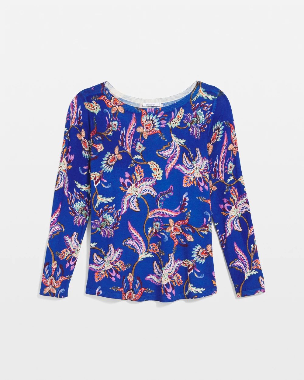 Ella Boatneck Printed Pullover Sweater click to view larger image.