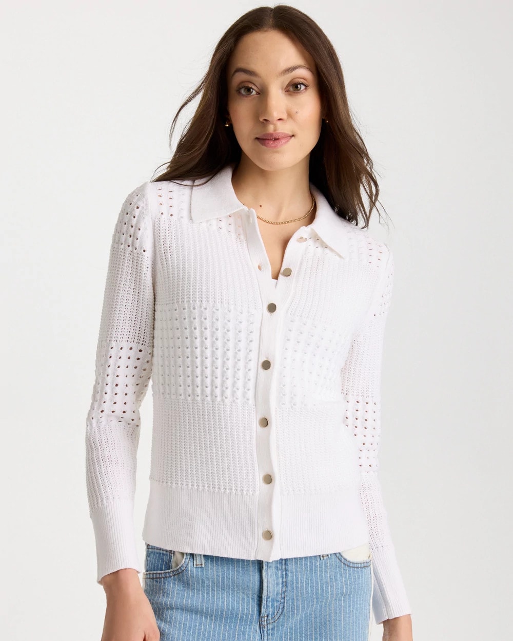 Textured Button-Front Cardigan