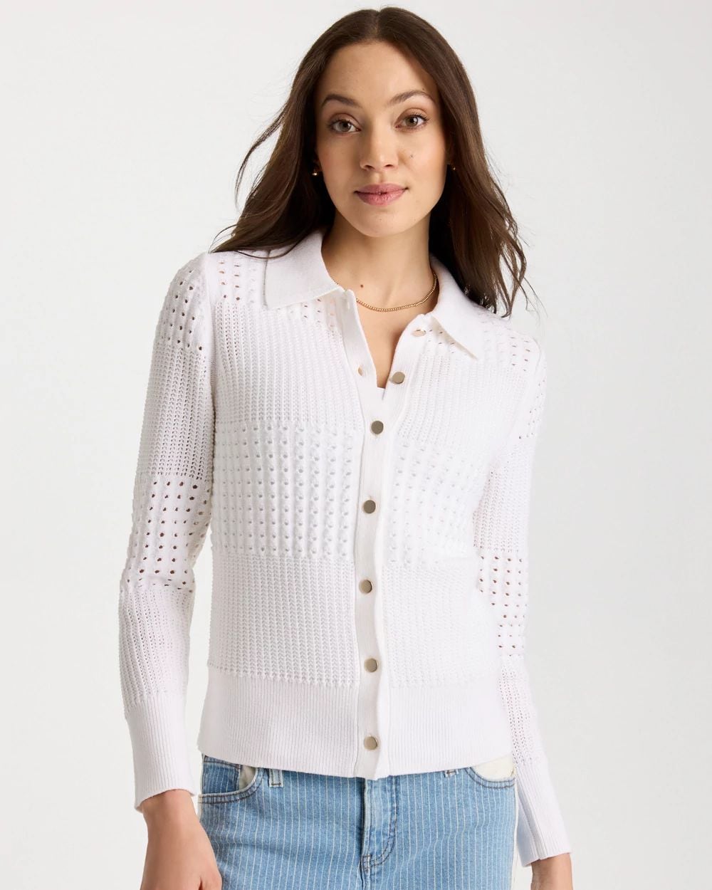 Textured Button-Front Cardigan