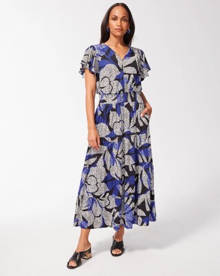 Floral Flutter Sleeve Maxi Dress