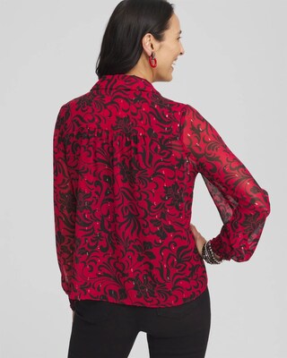 Chiffon Ruffle Neck Blouse click to view larger image.