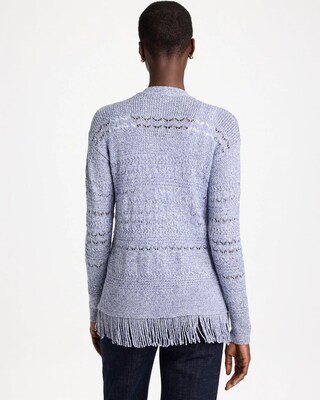 Fringed Long-Sleeve Cardigan click to view larger image.