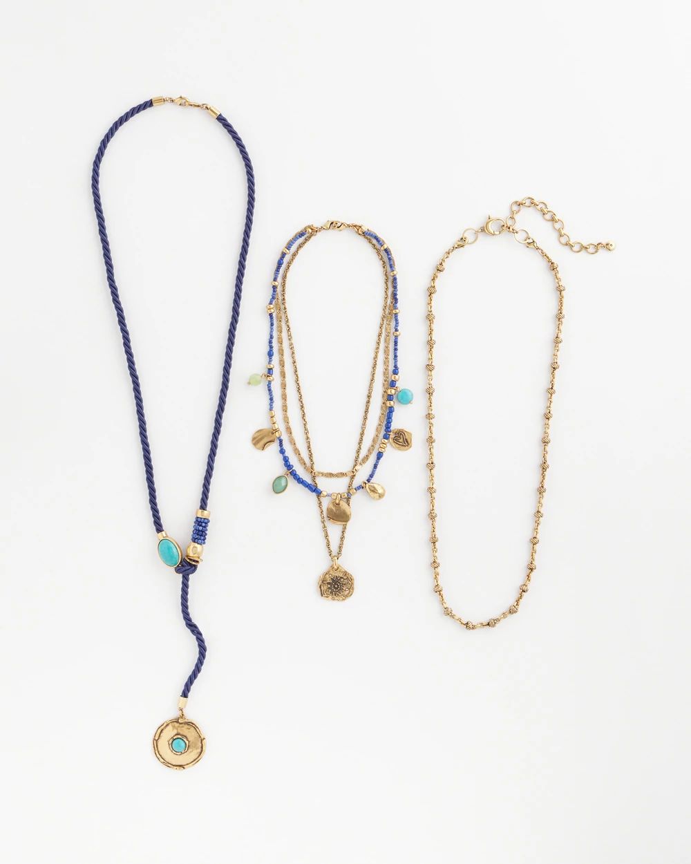 Blue Convertible Chains Necklace click to view larger image.