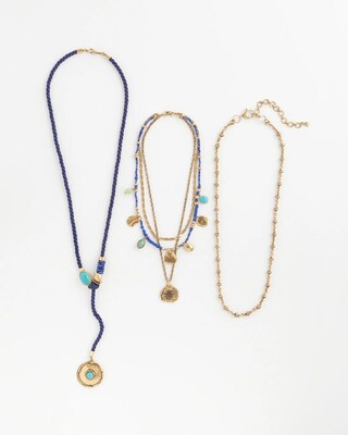 Blue Convertible Chains Necklace click to view larger image.