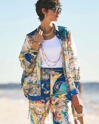 Faux Silk Coastal Collared Shirt