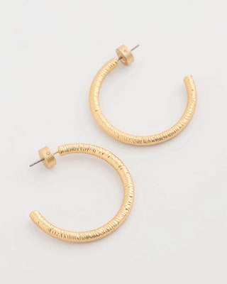 Goldtone Textured Hoop Earrings click to view larger image.