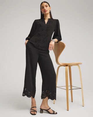 Petite Satin Eyelet Hem Culottes click to view larger image.