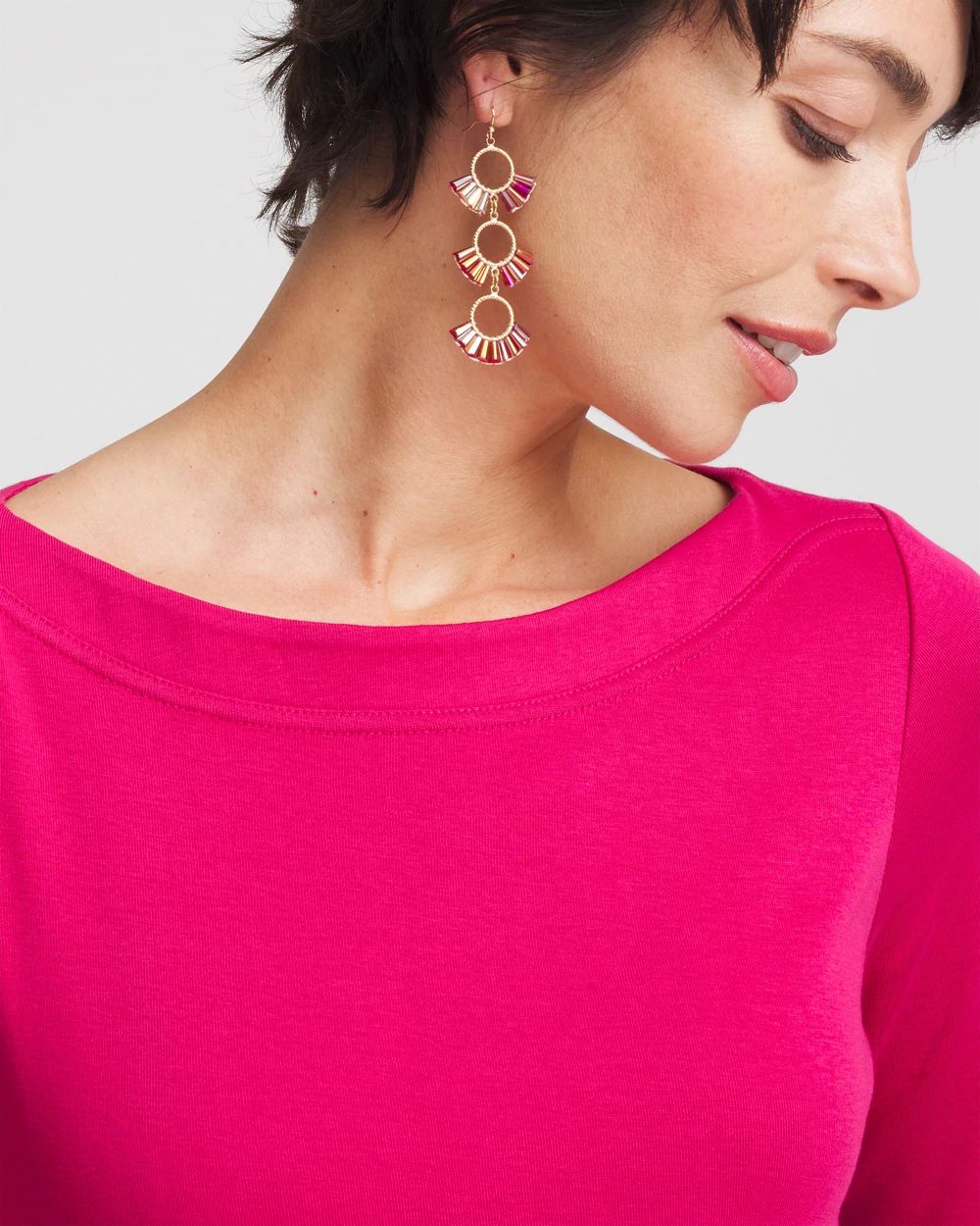 3/4 Sleeve Bateau Neck Tee click to view larger image.