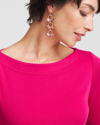 3/4 Sleeve Bateau Neck Tee click to view larger image.