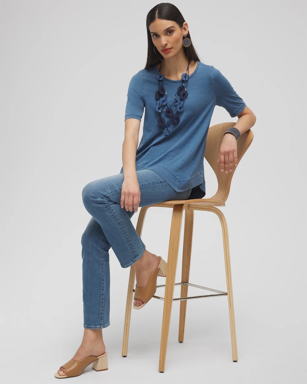 Faux Denim Asymmetrical Tee