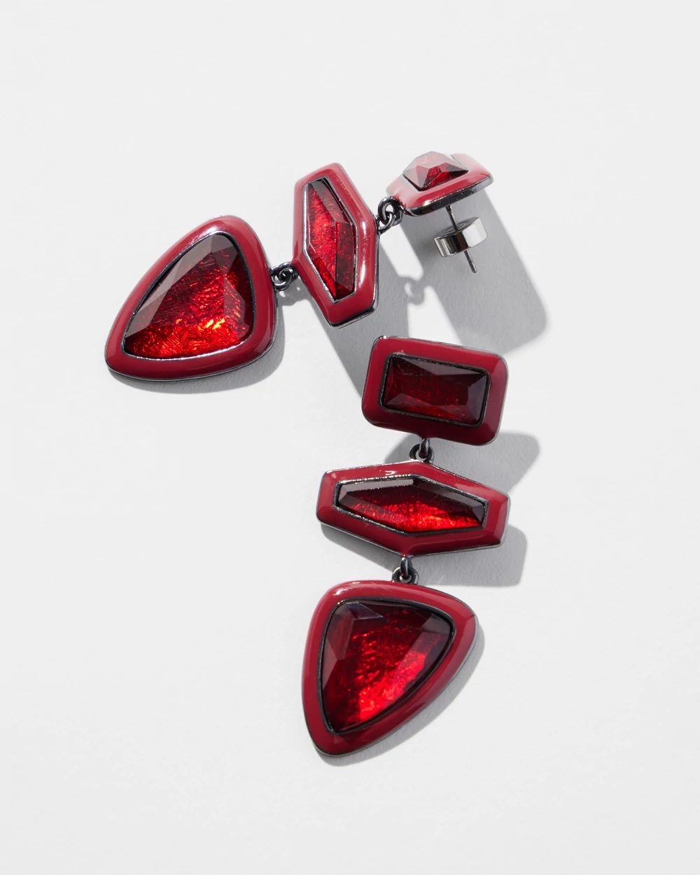 Red Linear Drop Earrings