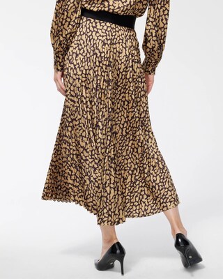 Black Label Animal Print Pleated Skirt
