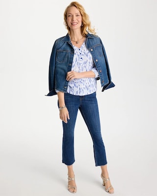 Printed Puff Sleeve Slub Henley click to view larger image.