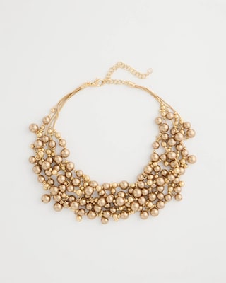 Mocha Faux Pearl Multistrand Bib Necklace