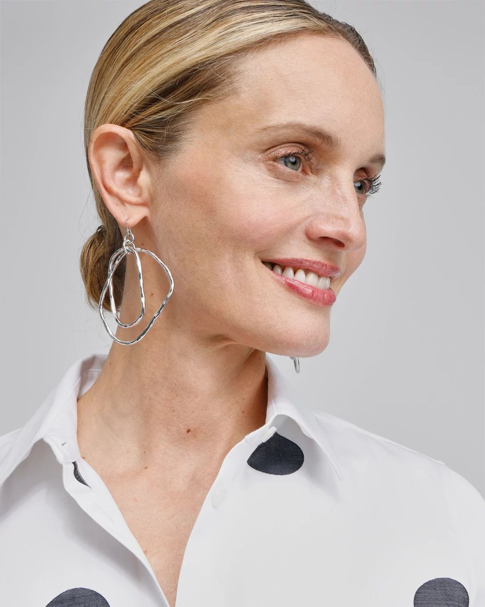 Silver Tone Textured Drop Earrings