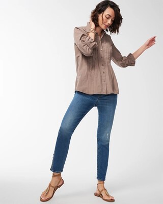 Studded Hem Pull-On Ankle Jeggings