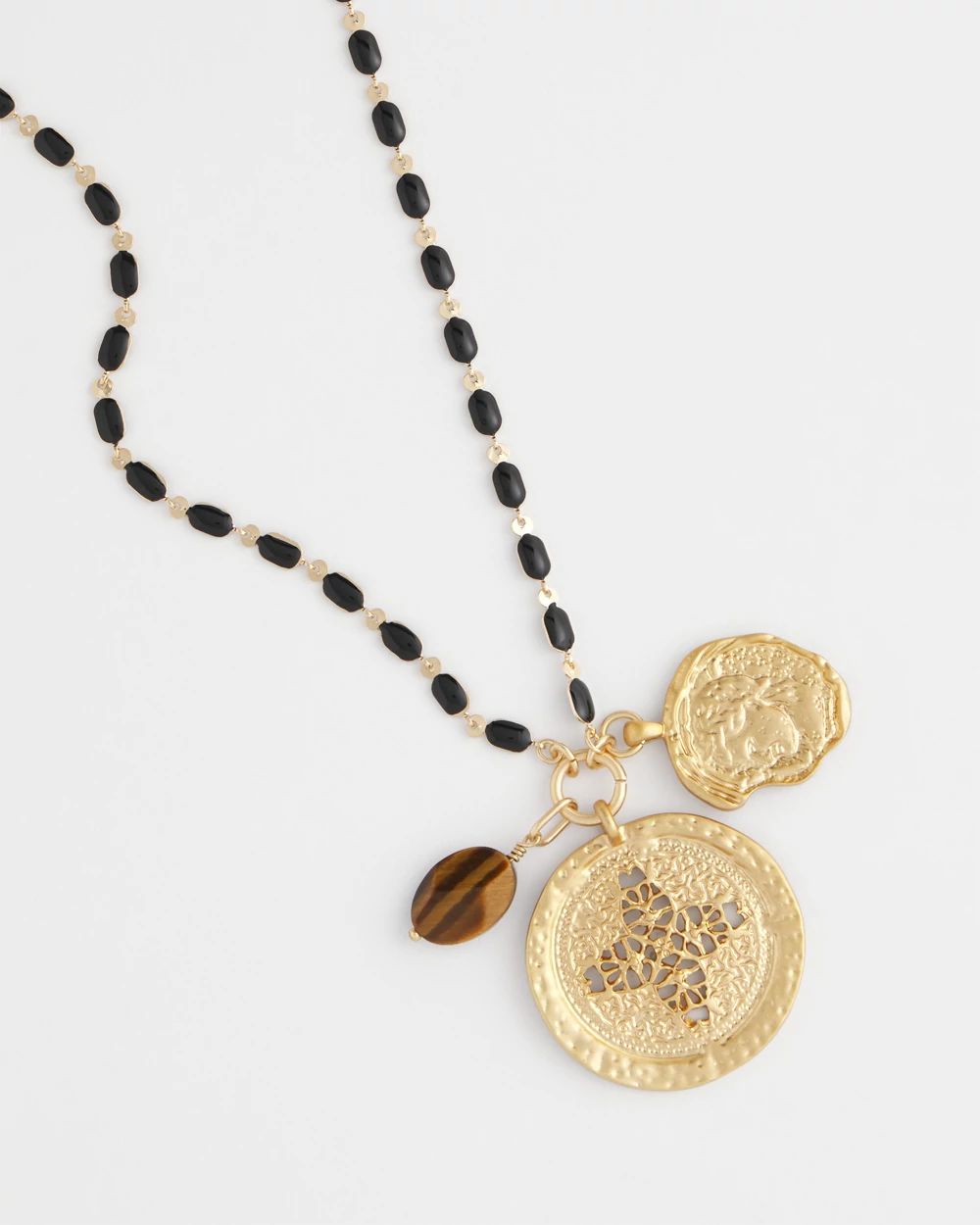Tiger's Eye Stone Medallion Necklace click to view larger image.