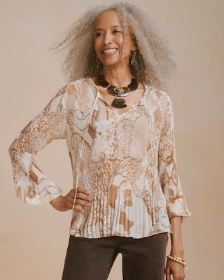 Georgette Pleated Popover Blouse