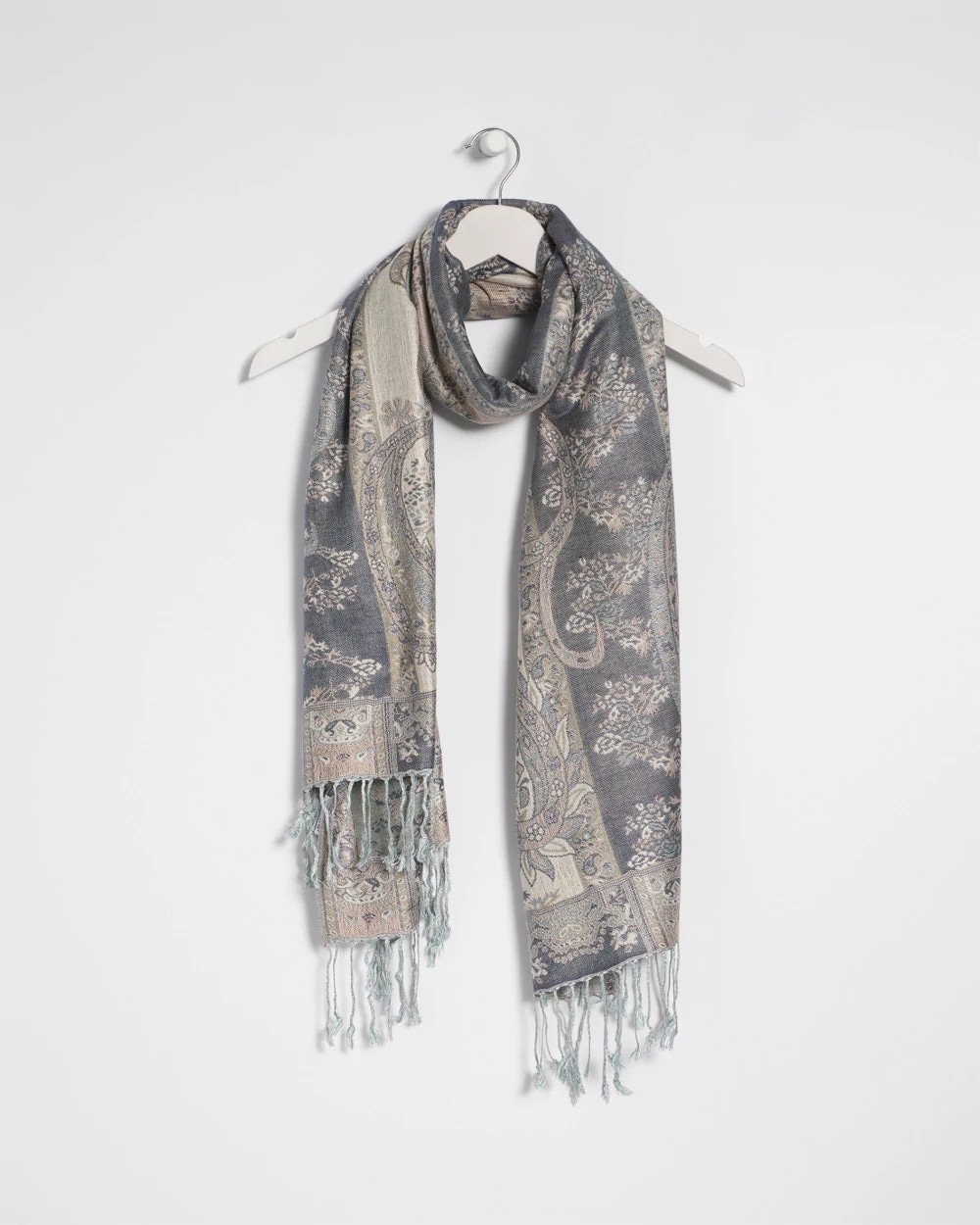 Paisley Jacquard Fringe Oblong Scarf