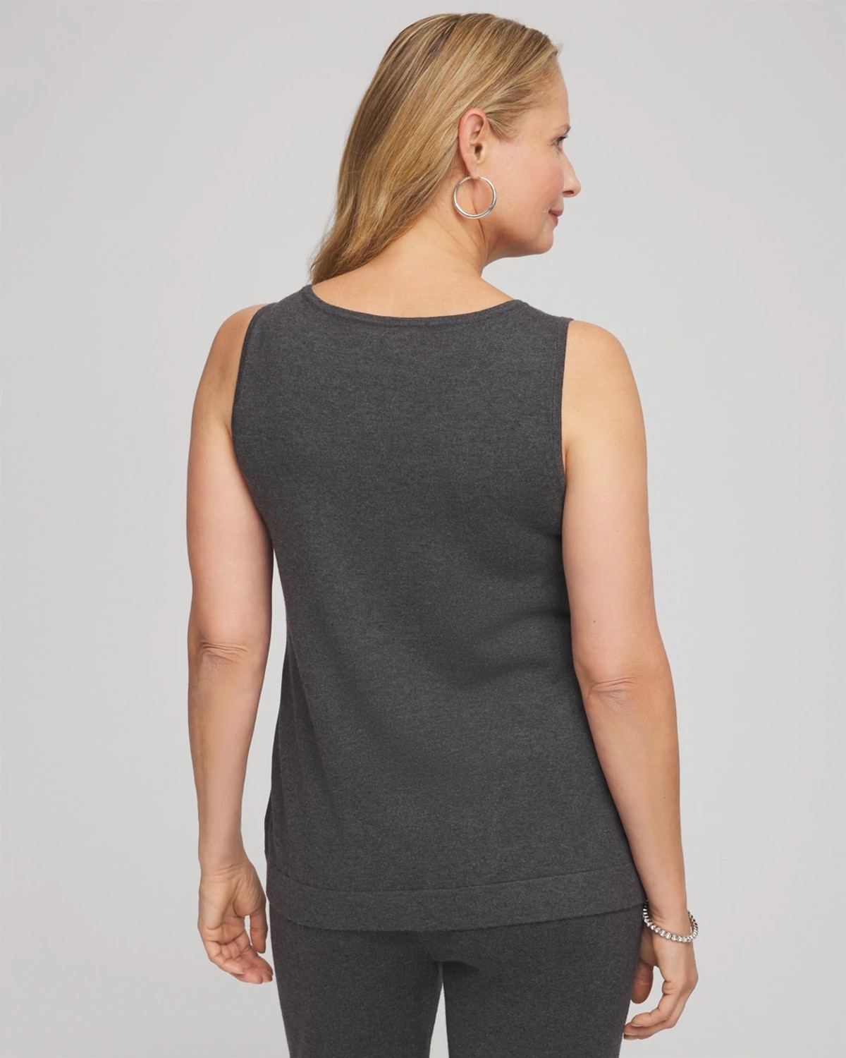 Chico's Travelers Rhinestone Tank In Gray In Gray