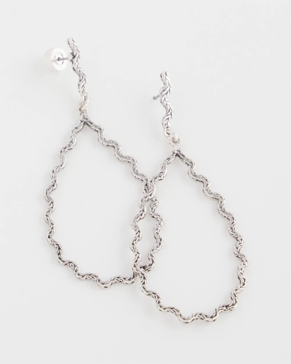 No Droop® Silver Teardrop Wave Earrings