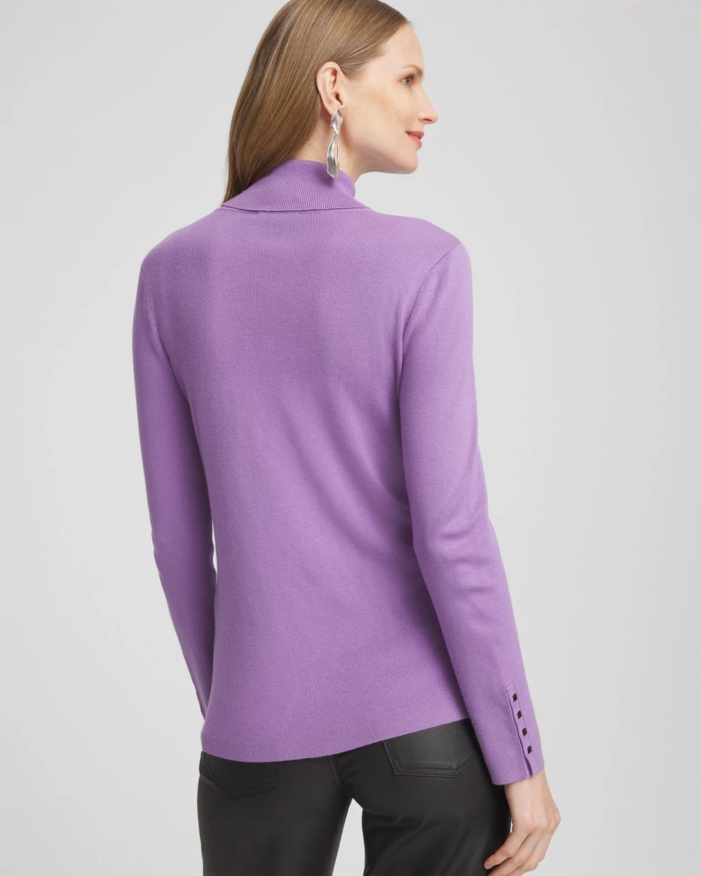 Ecovero™ Button Cuff Turtleneck Sweater