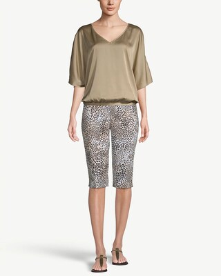Satin V-Neck Dolman-Sleeve Top