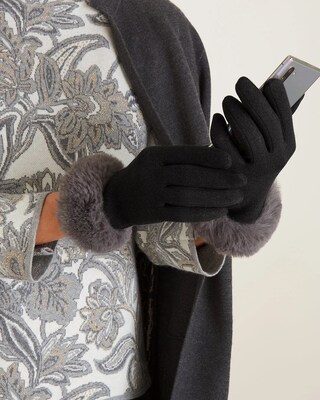 Faux-Fur-Trimmed Gloves