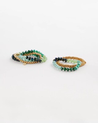Green & Gold Stretch Set of Five Bracelets click to view larger image.