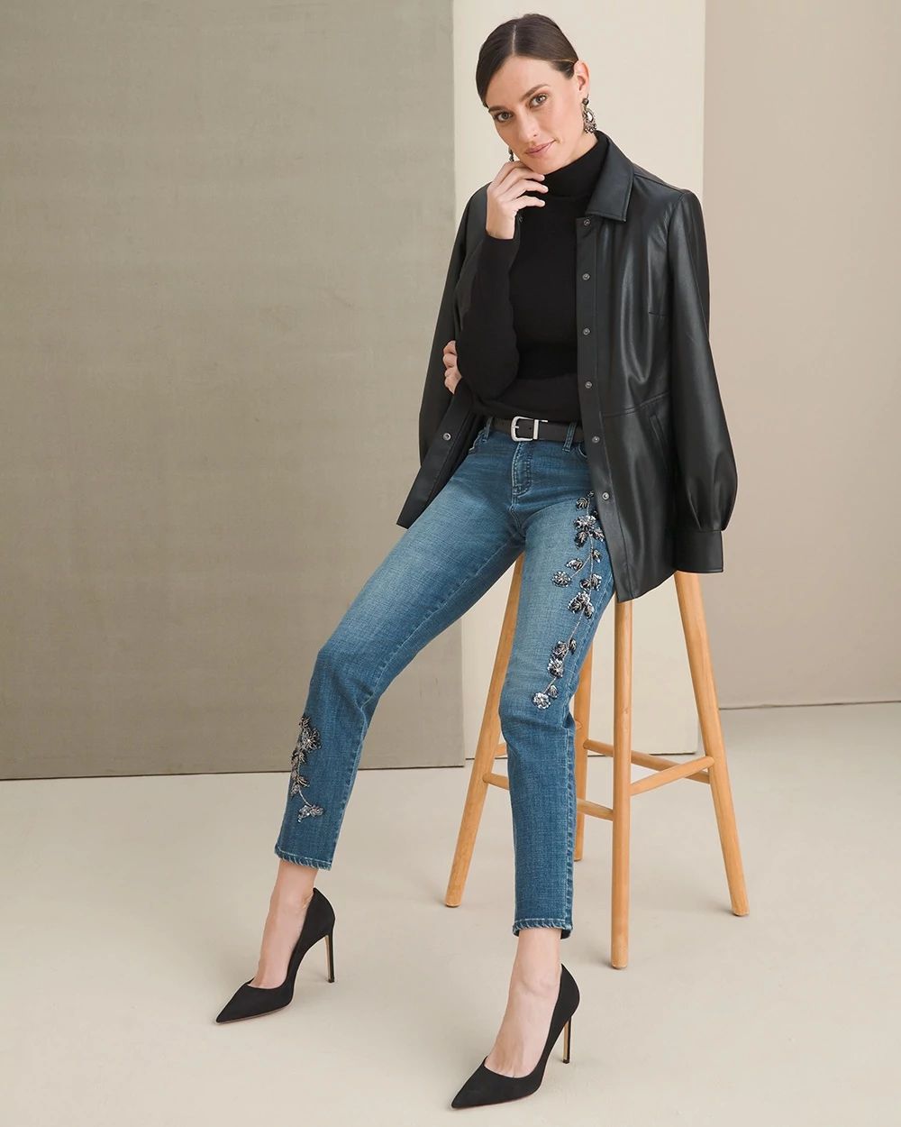 So Slimming Beaded Ankle Jeans