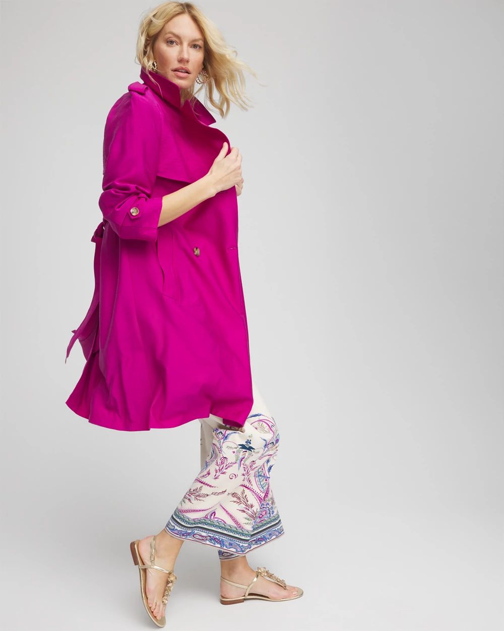 Petite Double-Breasted Trench Coat