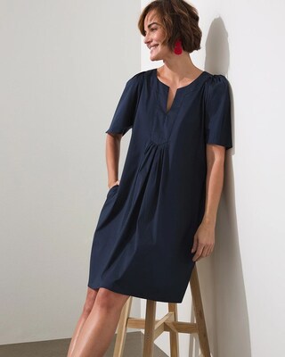 Poplin Flutter Sleeve A-line Dress