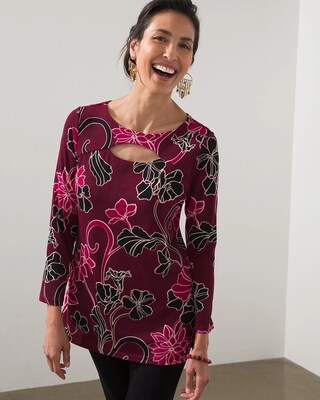 Travelers Print Keyhole Top