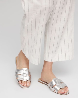 Leather Cassidy Cross-Strap Slide Shoes
