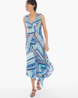 Handkerchief Hem Mixed-Media Dress