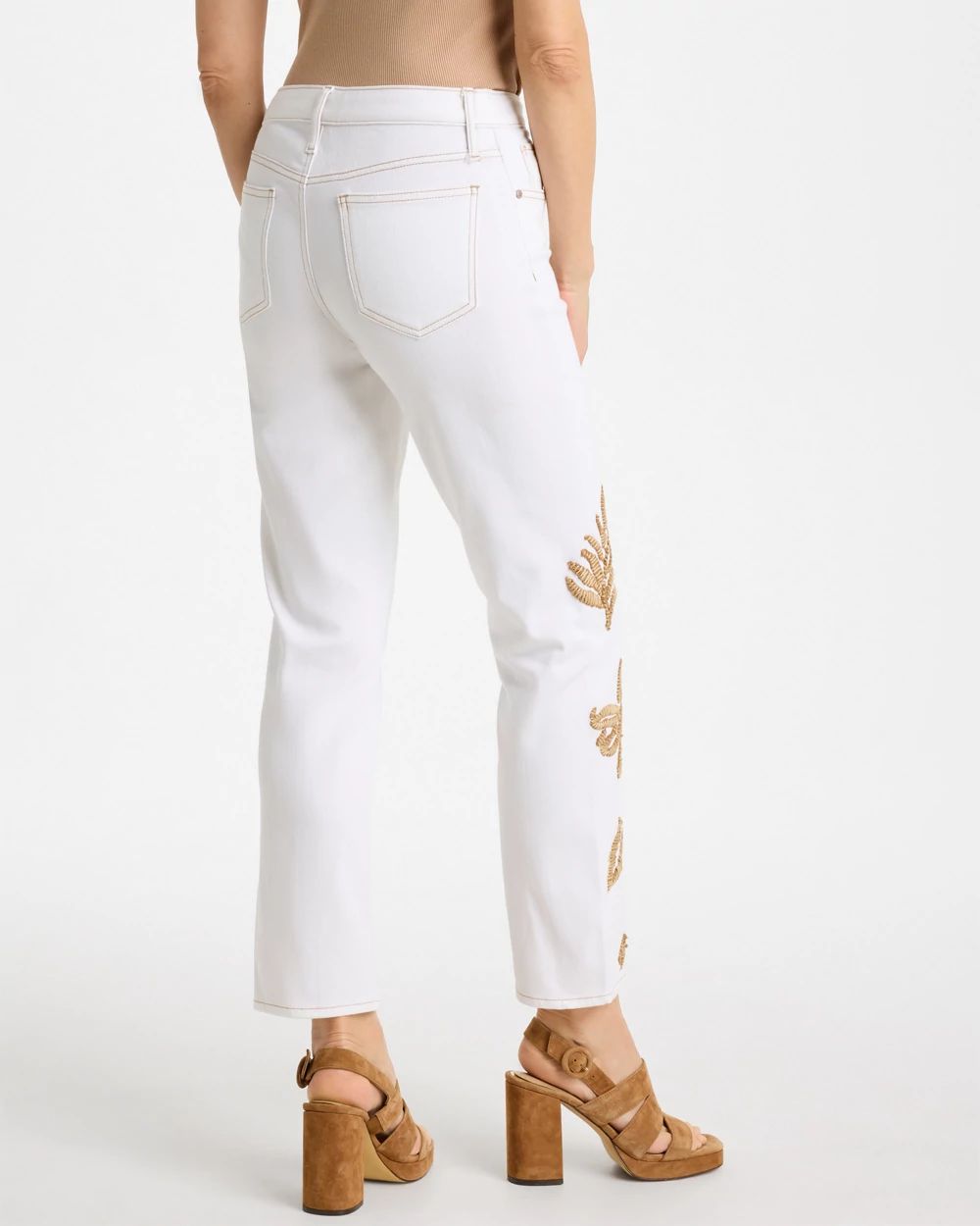 Girlfriend Slim Raffia Palm Crop Jeans