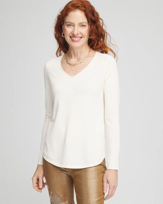 Caviar Trim V-Neck Pullover Sweater