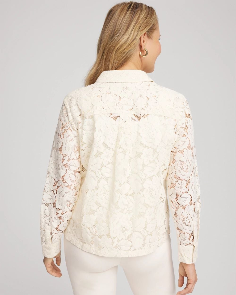 Classic-Fit Collared Lace Shirt click to view larger image.