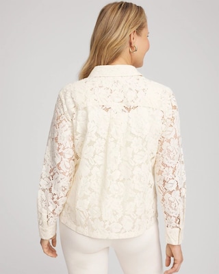 Classic-Fit Collared Lace Shirt click to view larger image.