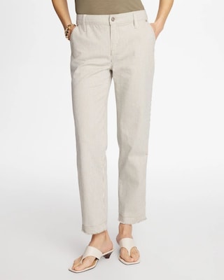 Stripe Girlfriend Straight Ankle Jeans