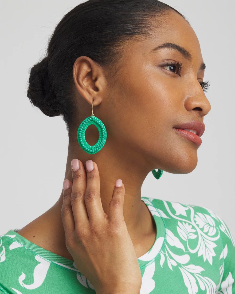No Droop™ Green Navette Earrings