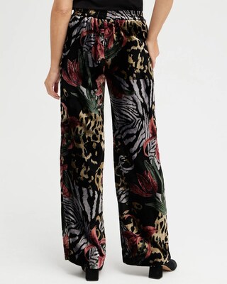 Velvet Print Wide Leg Pants