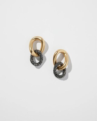 Gold Tone Pavé Links Drop Earrings